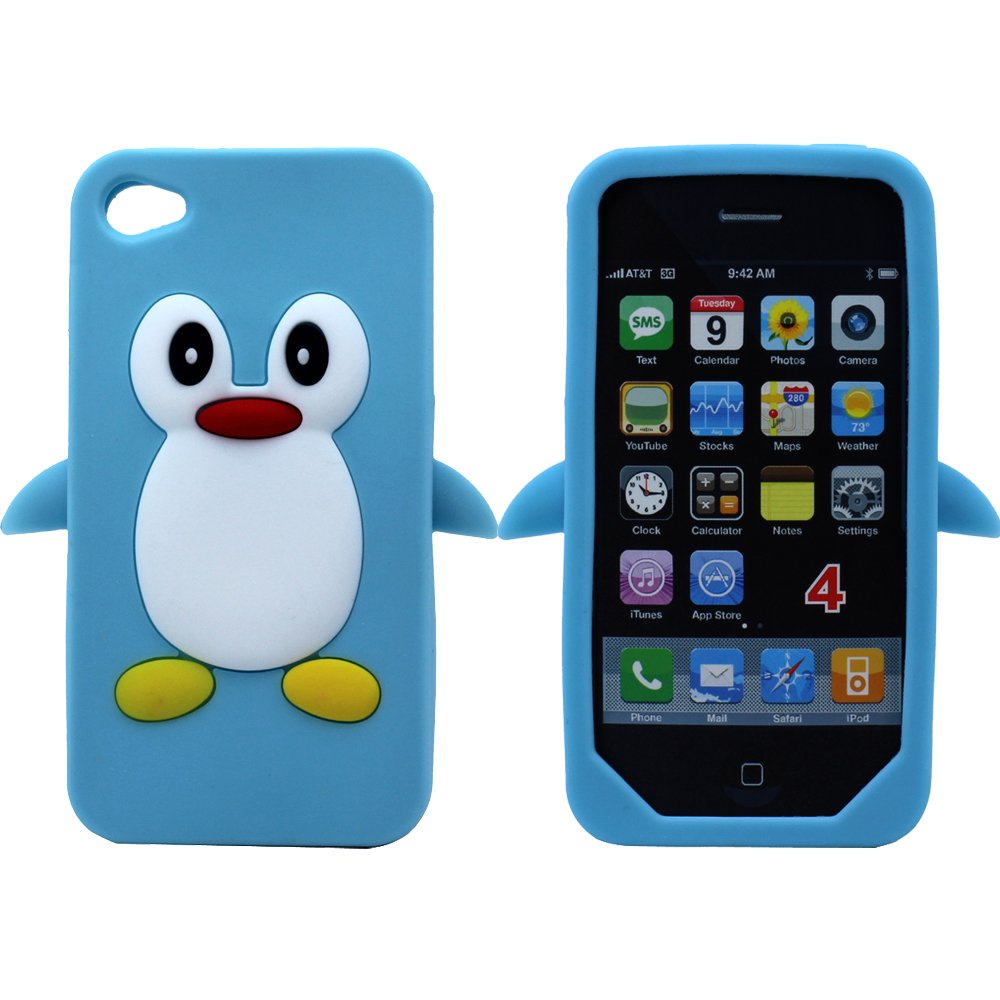 wholesale iphone 4s 4 3d penguin case light blue wholesale iphone 4s 4 3d penguin case light blue