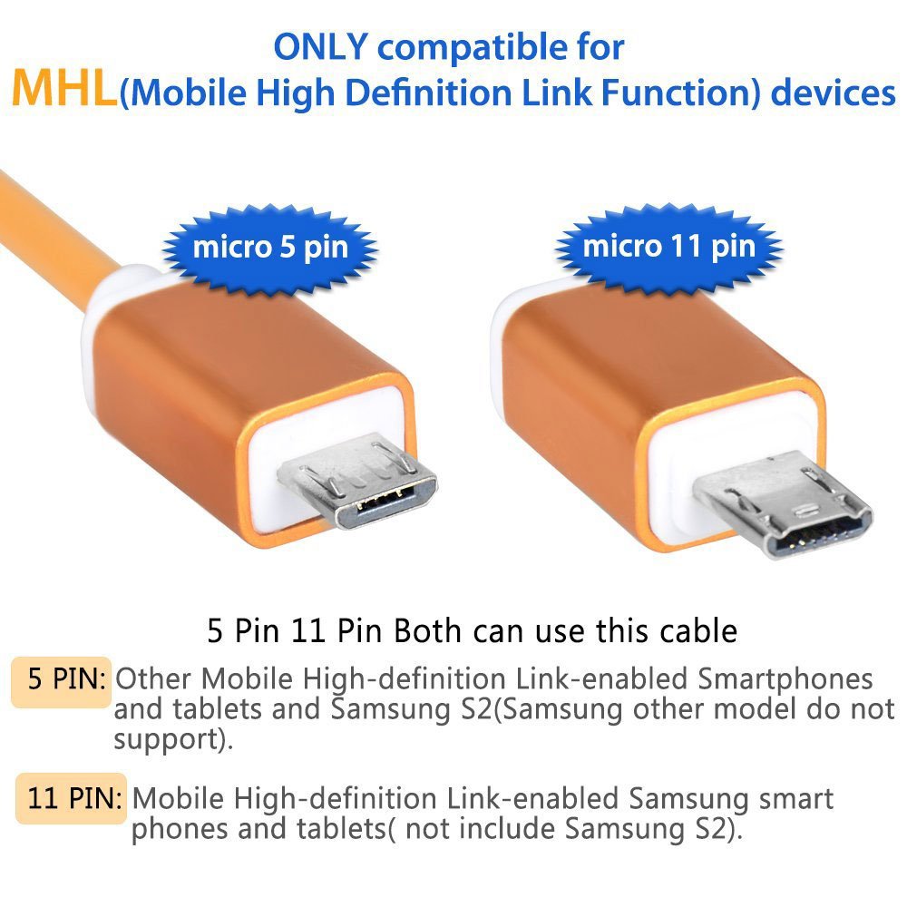 MHL 11Pin Micro USB to HDMI 1080P HD TV Cable Adapter For Android Samsung  Phone