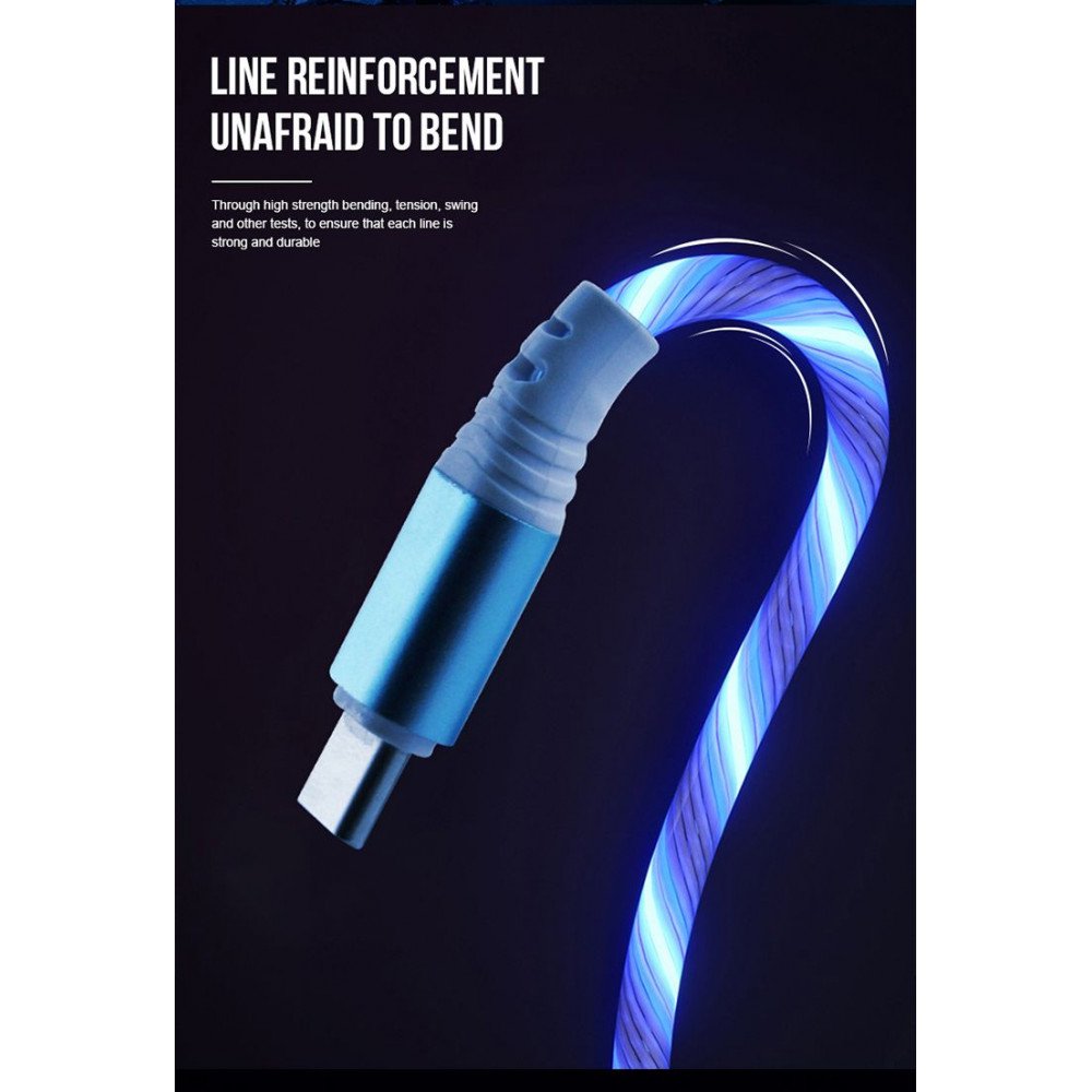 Wholesale  RGB LED Light Durable USB Cable for IPhone IOS Lightning 3FT  (Blue)