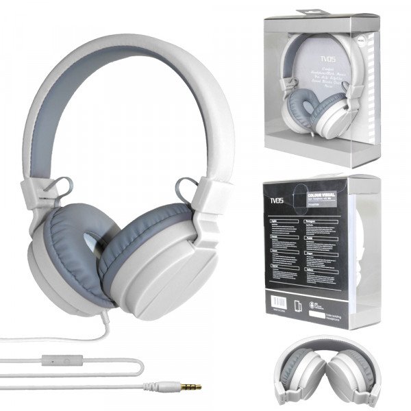 Wholesale Sound Style Stereo Headphone with Mic TV05B (White)