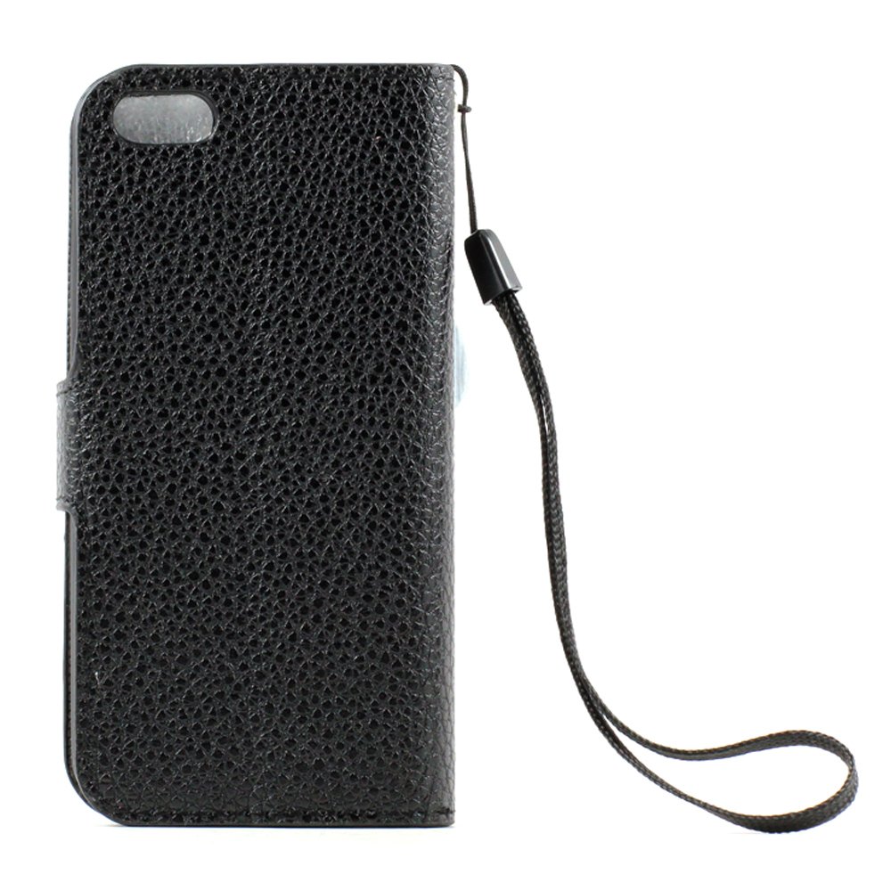 Wholesale iPhone 5 5S Crystal Flip Leather Wallet Case with Stand Strap  (Four Flower Black), image size:1000x1000