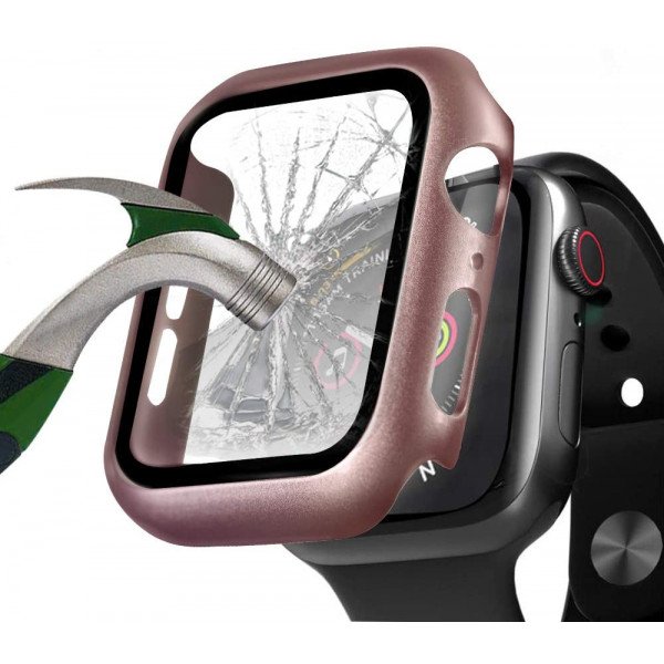 Wholesale Apple Watch Series 5 4 Hard Full Body Case With Tempered Glass 40mm Rose Gold