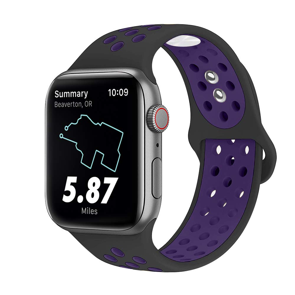 Wholesale Breathable Sport Strap Wristband Replacement For Apple Watch Series 7 6 Se 5 4 3 2 1 Sport 40mm 38mm Black Purple