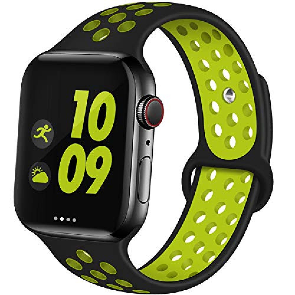 kvælende Vær sød at lade være Mor Wholesale Breathable Sport Strap Wristband Replacement for Apple Watch  Series Ultra/8/7/6/5/4/3/2/1/SE - 49MM/45MM/44MM/42MM (Black Green)