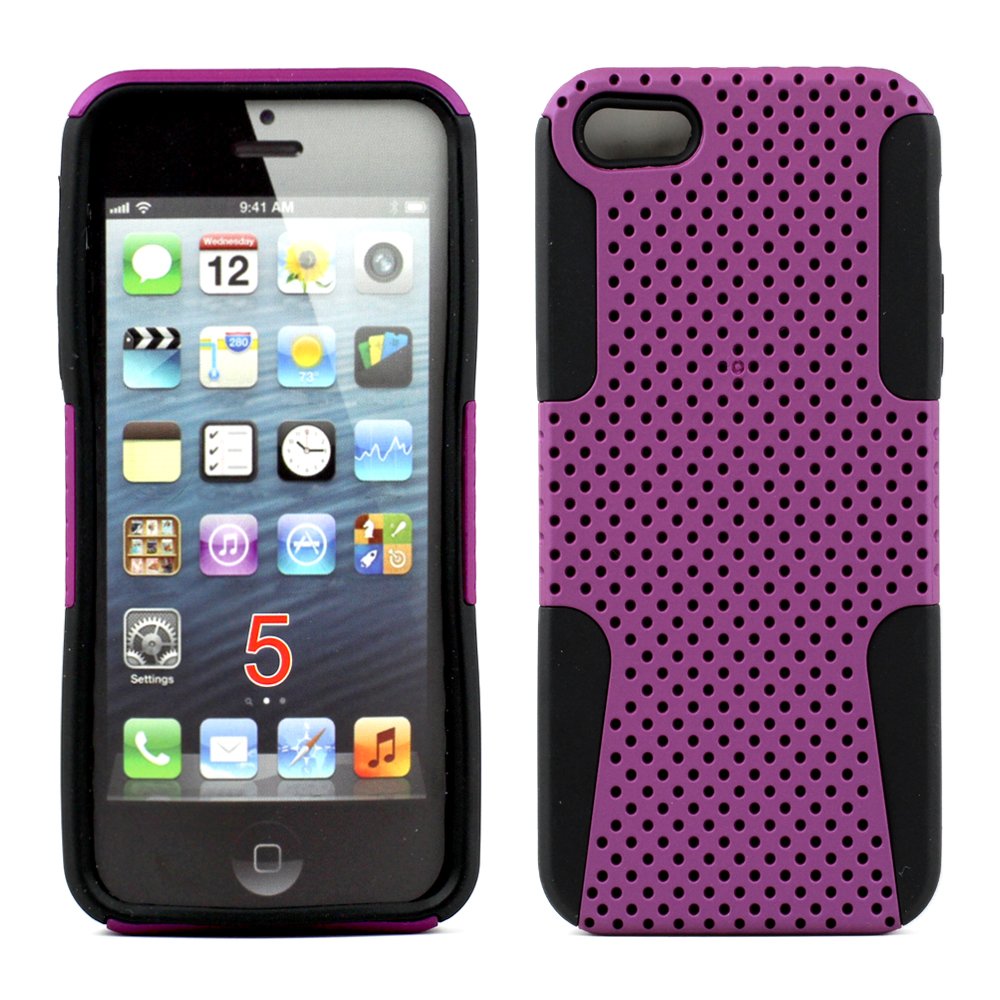 Wholesale iPhone 5S Mesh Hybrid Case (Purple-Black)