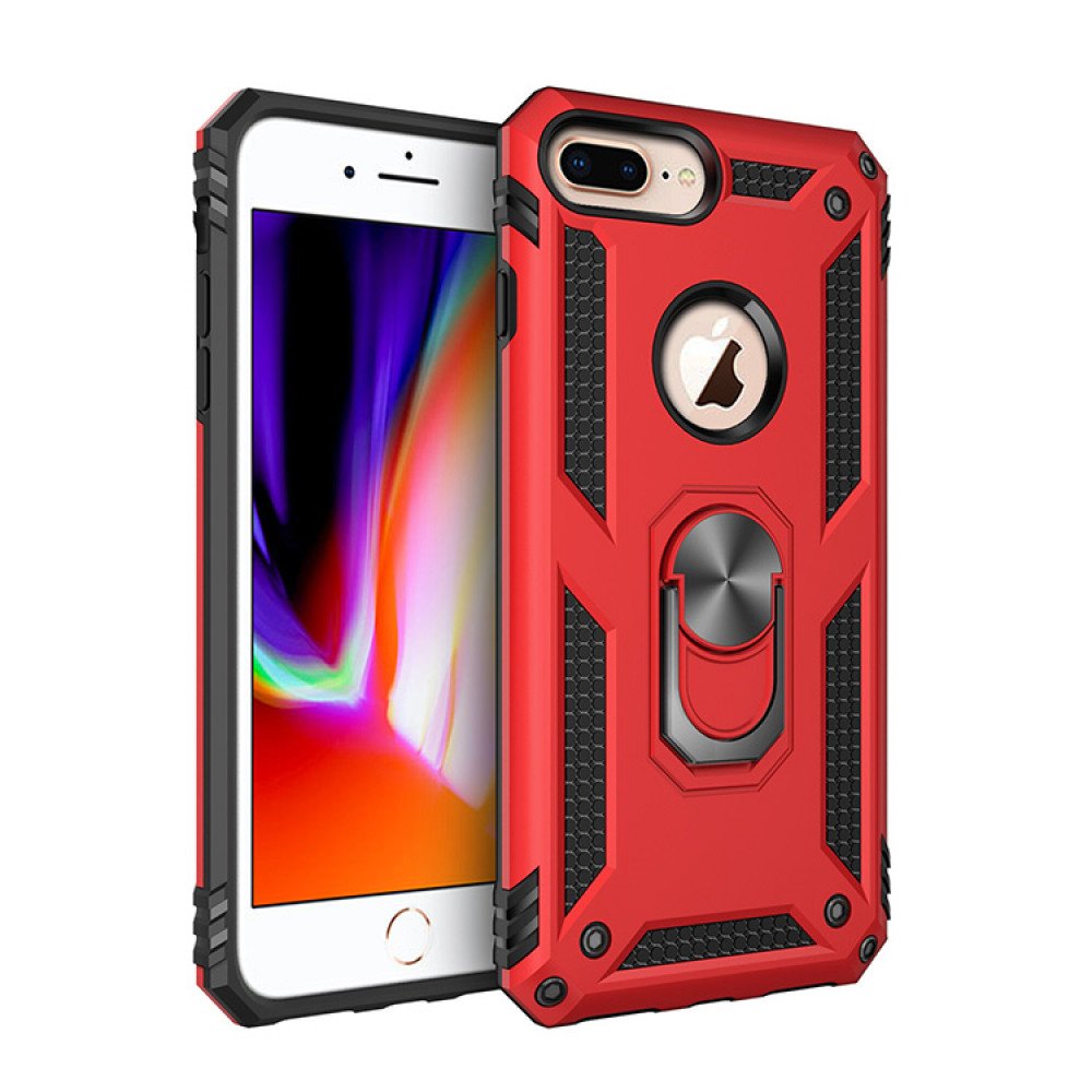 Wholesale iPhone 8 Plus / 7 Plus Tech Armor Ring Grip Case with Metal Plate  (Red)