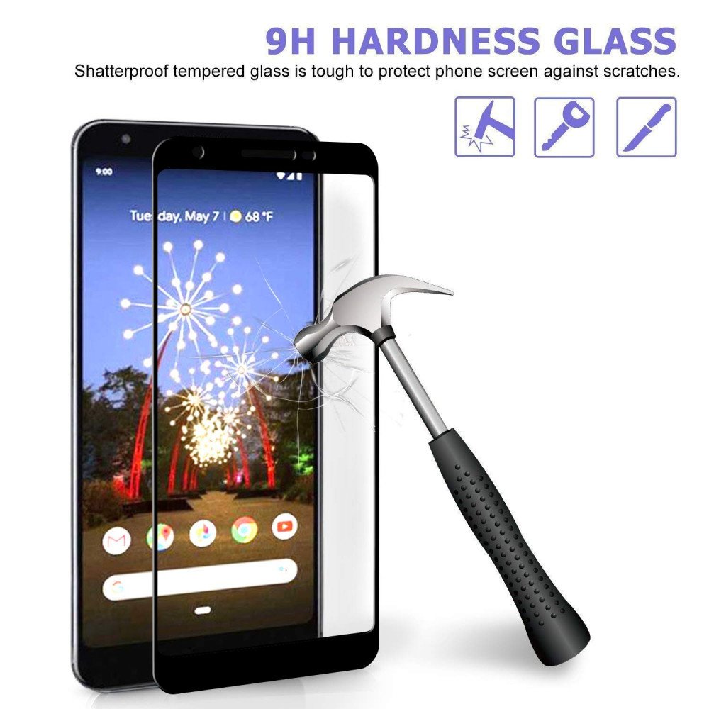 Google Pixel 3a 3a XL Tempered Glass Black Real Shatterproof Screen Protector 