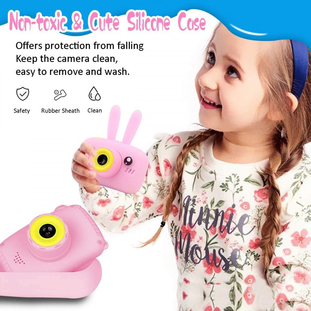 Wholesale Best Gift Kids Children HD 1080P Digital Camera with Video Recorder Camcorder and Games Toys for Children Kid Party Outdoor and Indoor Play (Pink Rabbit)
