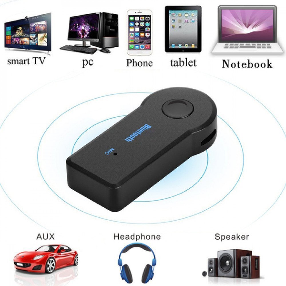 Wireless Bluetooth Aux Adapter, Mini Portable 3.5mm Bluetooth Aux Receiver  for Car, Headphones, Home Stereo Music System (Black)