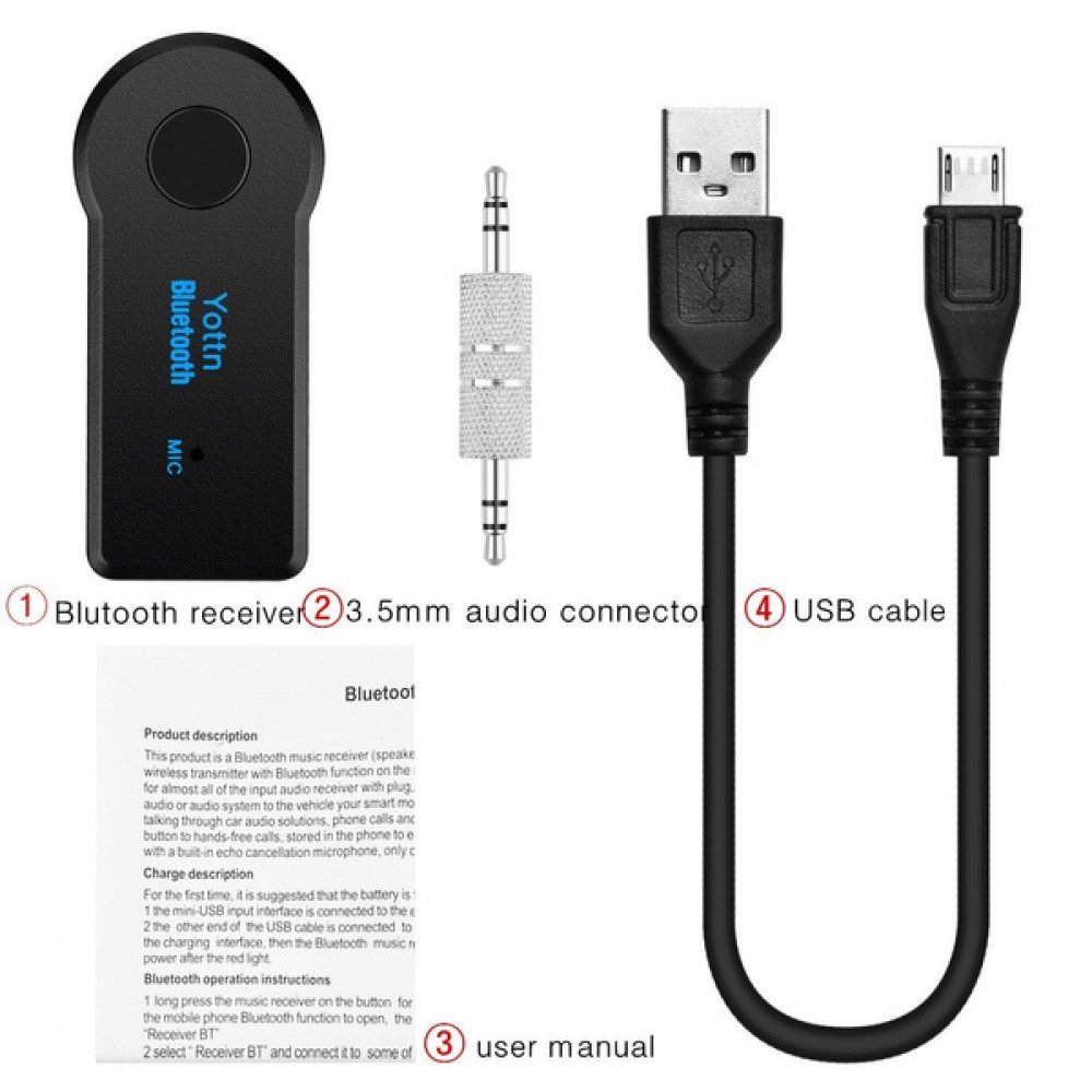 Bluetooth Receiver BT to Aux Adapter Car Audio Kit with 3.5mm Dongle USB  Charger