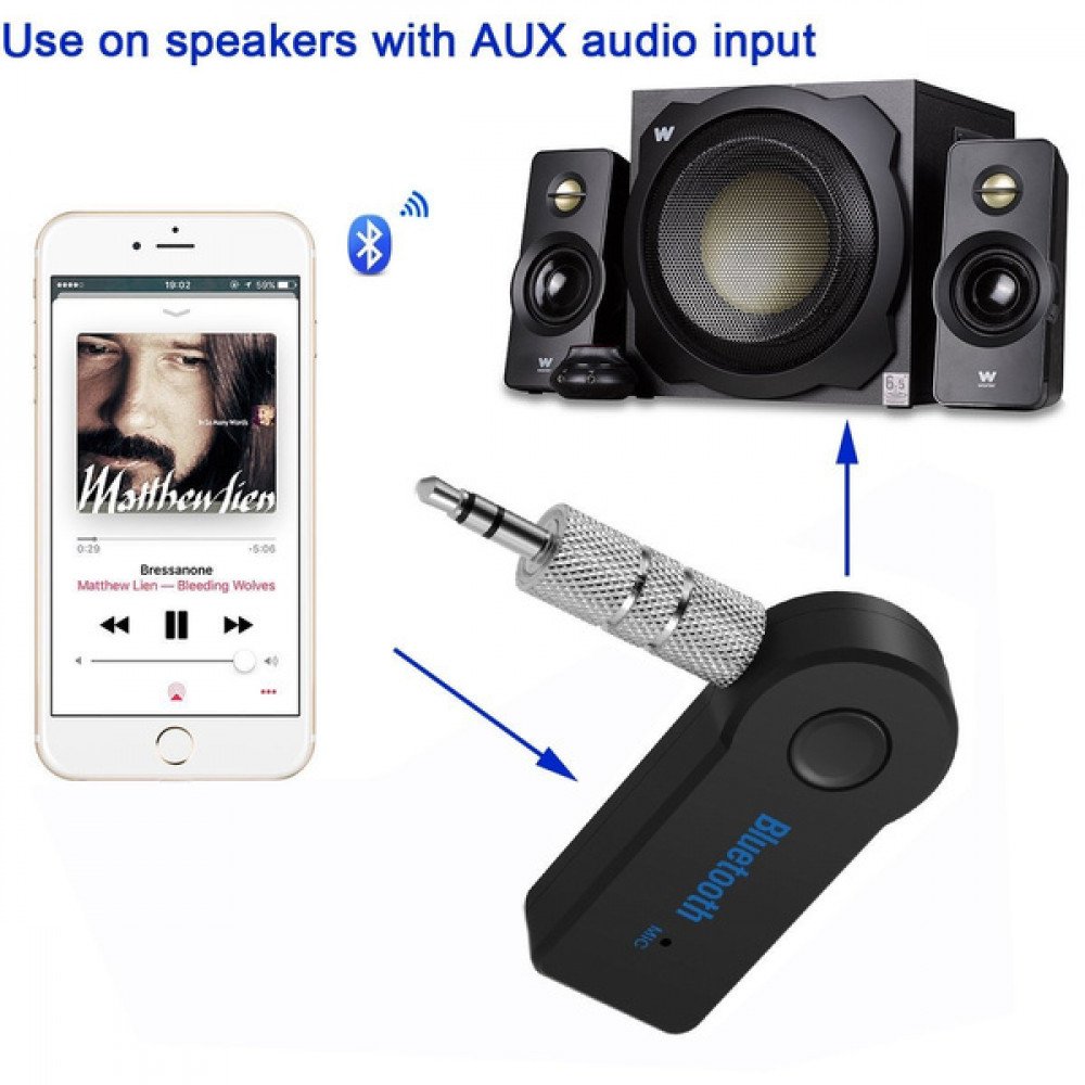 AUX Bluetooth Adapter 3.5mm Phone Audio Car Stereo Music Receiver