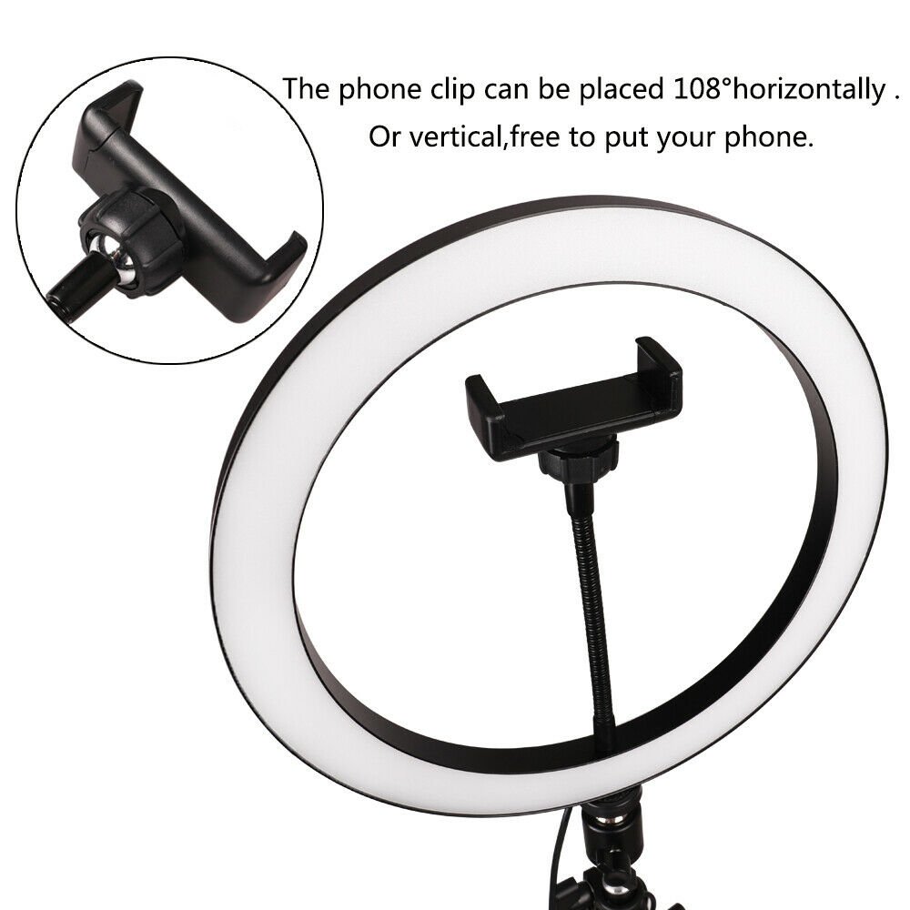 NEW 8 inch LED Ring Light Studio Video Selfie Makeup Live Lamp Phone Holder  Kit | eBay