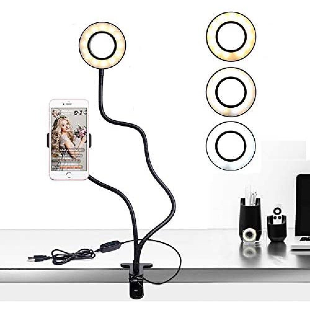 6.3”LED Ring Light Selfie Ring Light Brightness Adjustable Desktop Circle  Light for Makeup/Live Stream/YouTube Video (16cm) : Amazon.in: Electronics