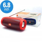Portable Charge Plus Bluetooth Wireless Speaker with FM Radio, Micro SD, Flash Drive Slot, Aux Port, Built in Microphone (Red)