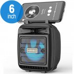 Wholesale LED Light Portable Phone Holder Stand Bluetooth Wireless Speaker with FM Radio, Micro SD, Flash Drive Slot, Aux Port, Built In Mic KMS1181 (Black)