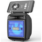 Wholesale LED Light Portable Phone Holder Stand Bluetooth Wireless Speaker with FM Radio, Micro SD, Flash Drive Slot, Aux Port, Built In Mic KMS1181 (Blue)