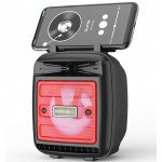 Wholesale LED Light Portable Phone Holder Stand Bluetooth Wireless Speaker with FM Radio, Micro SD, Flash Drive Slot, Aux Port, Built In Mic KMS1181 (Red)
