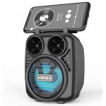 Wholesale LED Light Portable Phone Holder Stand Bluetooth Wireless Speaker with FM Radio, Micro SD, Flash Drive Slot, Aux Port, Built In Mic KMS1182 (Black)