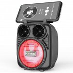 Wholesale LED Light Portable Phone Holder Stand Bluetooth Wireless Speaker with FM Radio, Micro SD, Flash Drive Slot, Aux Port, Built In Mic KMS1182 (Red)