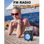 Wholesale LED Light Portable Phone Holder Stand Bluetooth Wireless Speaker with FM Radio, Micro SD, Flash Drive Slot, Aux Port, Built In Mic KMS1182 (Blue)