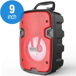 LED Light Portable Phone Holder Bluetooth Wireless Speaker with FM Radio, Micro SD, Flash Drive Slot, Aux Port, Wired Microphone Port CS2002 (Red)