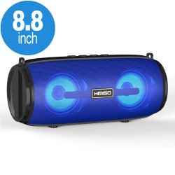 Carry Strap LED Light Portable Bluetooth Wireless Speaker with FM Radio, Micro SD, Flash Drive Slot, Aux Port (Blue)