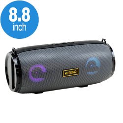 Carry Strap LED Light Portable Bluetooth Wireless Speaker with FM Radio, Micro SD, Flash Drive Slot, Aux Port (Gray)