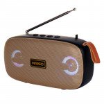 Wholesale Dual Speaker LED Bluetooth Wireless Speaker with FM Radio, Micro SD, Flash Drive Slot, Aux Port (Gold)