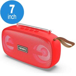 Dual Speaker LED Bluetooth Wireless Speaker with FM Radio, Micro SD, Flash Drive Slot, Aux Port (Red)