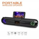 Wholesale Long LED Light Portable Bluetooth Wireless Speaker with Phone Holder (Black)