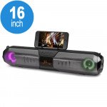 Wholesale Long LED Light Portable Bluetooth Wireless Speaker with Phone Holder (Gray)