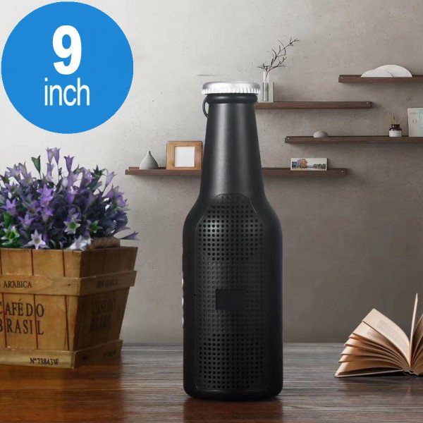 Wholesale Beer Cola Bottle Style Bluetooth Wireless Speaker with FM Radio, Micro SD, Flash Drive Slot, Aux Port, Flash Light (Black)