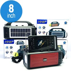 Solar Panel Charging Portable Bluetooth Wireless Speaker with Flashlight and Carry Handle (Red)