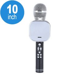 Karaoke Microphone LED Light Mirror Screen Portable Bluetooth Speaker with Voice Changer Q009 (Black)