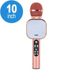 Karaoke Microphone LED Light Mirror Screen Portable Bluetooth Speaker with Voice Changer Q009 (Rose Gold)