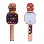 Wholesale Karaoke Microphone LED Light Mirror Screen Portable Bluetooth Speaker with Voice Changer Q009 (Blue)