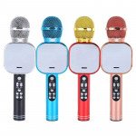 Wholesale Karaoke Microphone LED Light Mirror Screen Portable Bluetooth Speaker with Voice Changer Q009 (Blue)