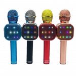 Wholesale Karaoke Microphone LED Light Mirror Screen Portable Bluetooth Speaker with Voice Changer Q009 (Blue)