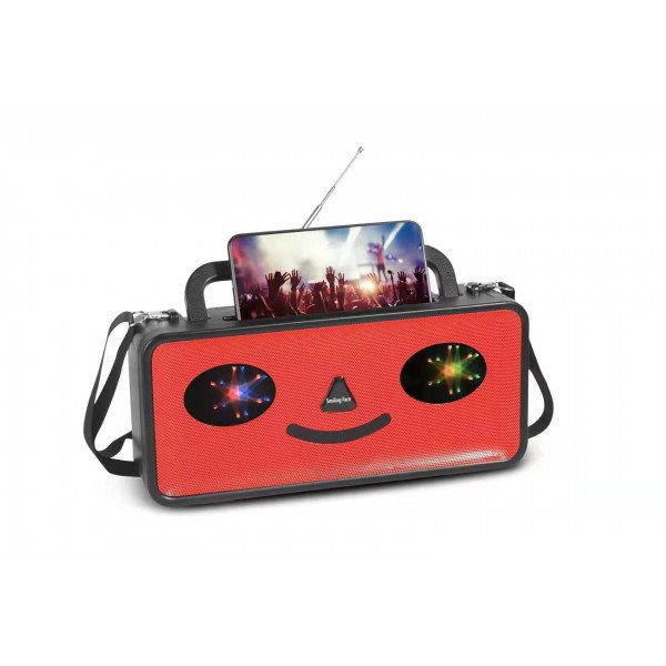 Wholesale Big Smiling Face Design Portable Bluetooth Speaker  for Phone, Device, Music, USB (Red)