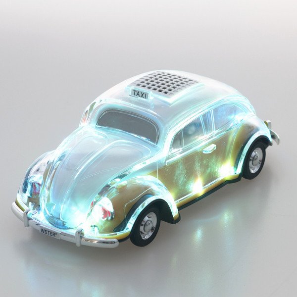 Wholesale Crystal Clear Beetle Style Design Taxi Car Portable Bluetooth Speaker WS1937 for Phone, Device, Music, USB (Yellow)