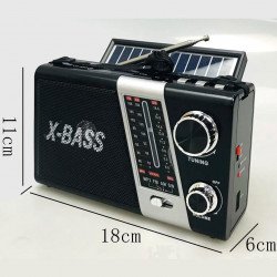 X Bass AM FM Radio USB MP3 Portable Speaker with LED Light and Solar Charge YG852US [No Bluetooth Feature] (Black)