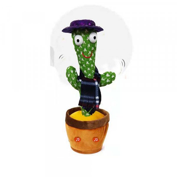 Wholesale Dancing Singing Funny Cactus Bluetooth Wireless Speaker Toy Song Recording Play Music USB Powered for Universal Cell Phone, Device (Purple Hat)