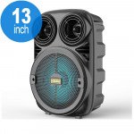 Carry To Go Handle Large LED Portable Wireless Bluetooth Speaker with Microphone and Wireless Remote KMS3381 (Black)