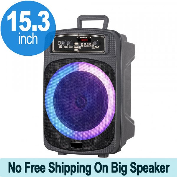 Wholesale Large Cool LED Light Portable Carry Handle Bluetooth Speaker with Microphone and Wireless Remote NDW98 (Black)