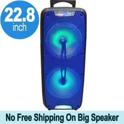 Tall Loud Sound Large LED Carry Handle Portable Bluetooth Speaker with Microphone and Wireless Remote QS220 (Blue)