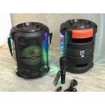 Wholesale Drum Design RGB Color Light Karaoke Wireless Bluetooth Speaker with Microphone and Remote QS4606 (Black)