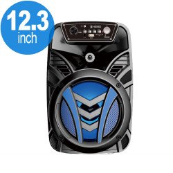 Cool Design Carry Handle Large LED Trolley Portable Wireless Bluetooth Speaker QS610 (Black Blue)