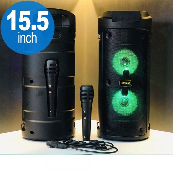 Wholesale Tower Design Large LED Portable Bluetooth Speaker with Microphone and Wireless Remote QS6681 (Black)