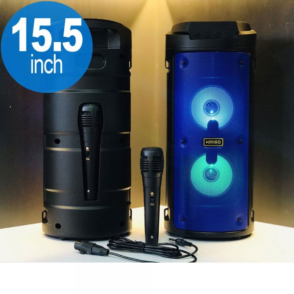 Wholesale Tower Design Large LED Portable Bluetooth Speaker with Microphone and Wireless Remote QS6681 (Blue)