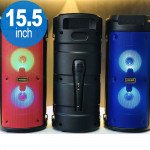 Wholesale Tower Design Large LED Portable Bluetooth Speaker with Microphone and Wireless Remote QS6681 (Blue)